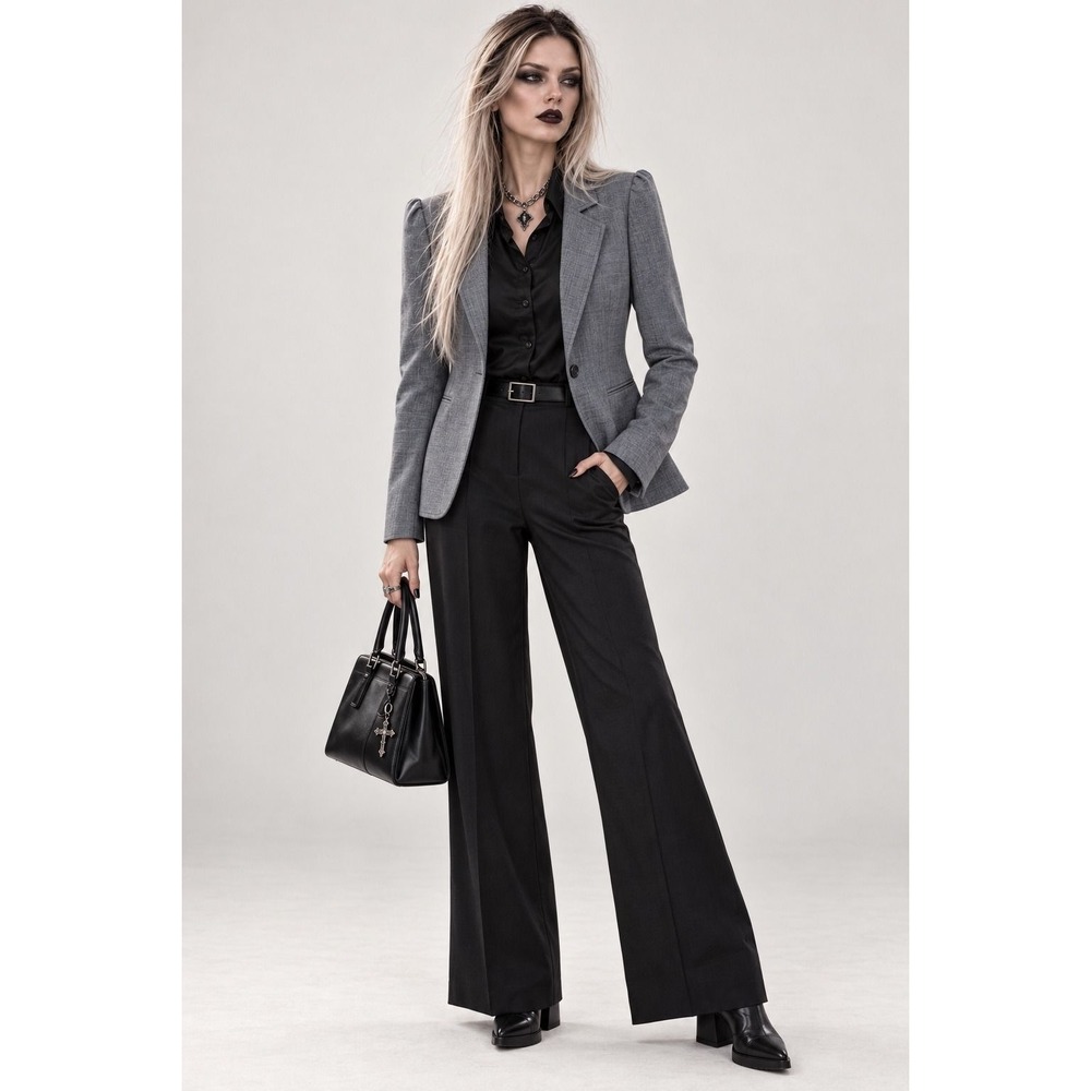 Tahari Arthur S Levine Size 8 Gray Blazer Gothic Office Dark Academia